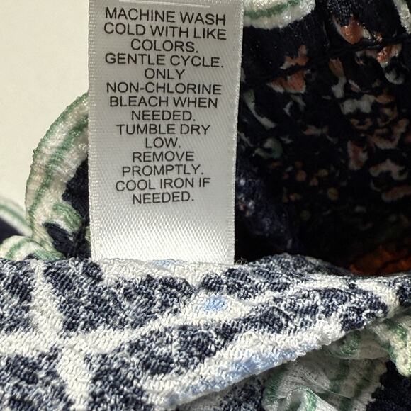 Bohemian Wide Leg Ruffle Bell Bottom Pull On Pants Sz XL Pockets Printed Hippie - Picture 7 of 8